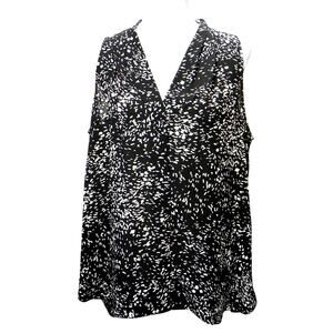 Vince Camuto Size L Black &‎ White Abstract Hi-Low Sleeveless Tank Top Layer